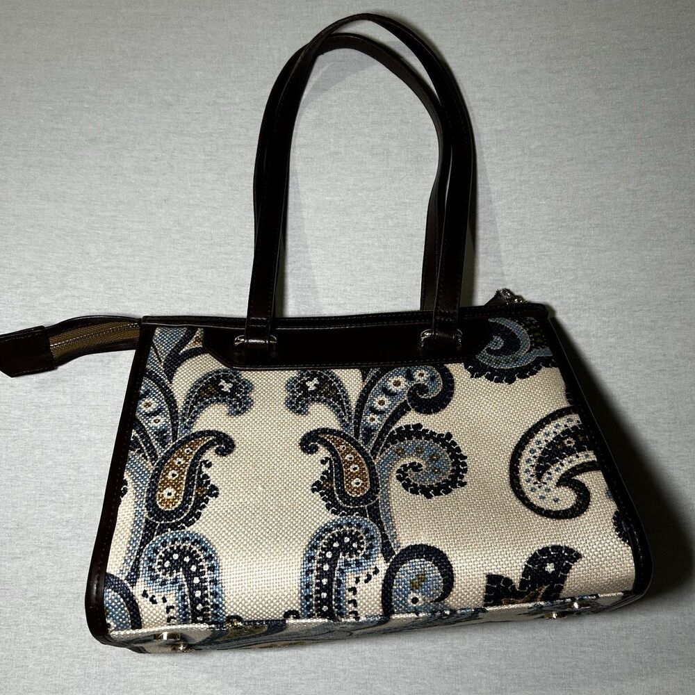 Spartina 449 Daufuskie Island paisley print satchel bag in linen and leather - Picture 4 of 6